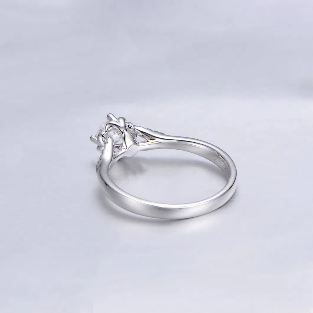 White Gold S925 Plated Engagement Ring Bridal Jewelry Wedding Band for Women