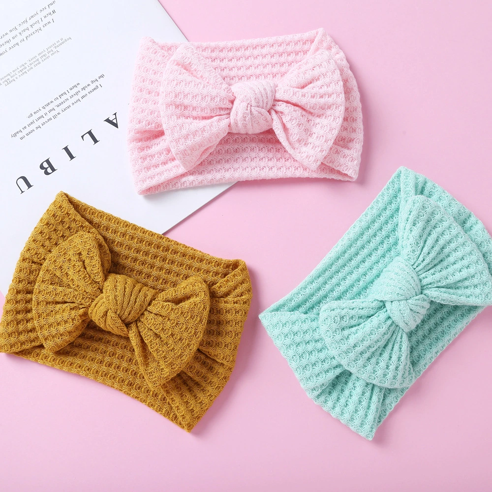 Wholesale Knitted Fabric Wide Baby Headband Bow Headband for Baby