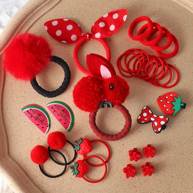 30PCS/Pack Kids Hair Clips Super Lovely Elastic Hair Rubber Band