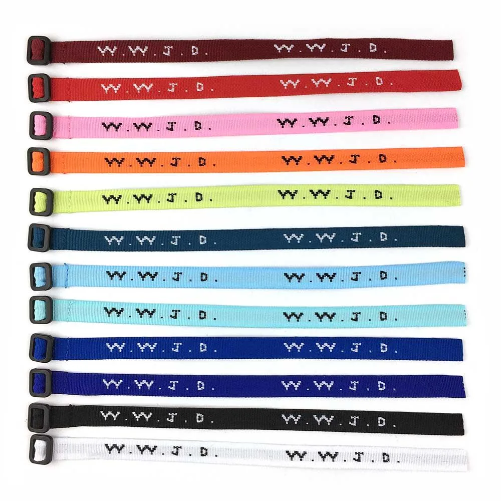 Wwjd Polyester Jacquard Bracelet Custom Woven Adjustable Wristband