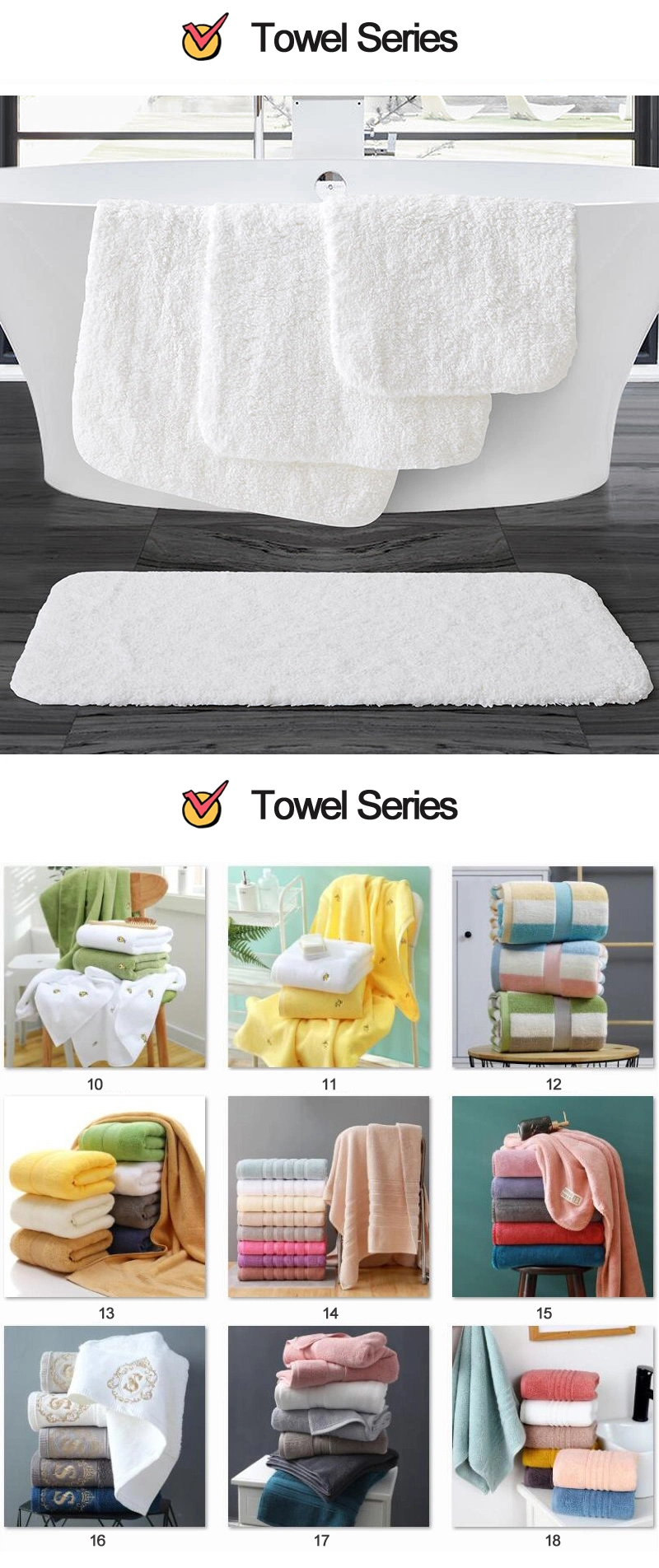 Wholesale Anti Slip Bathroom Set Cotton Terry Towel Bath Mat with Slipper Set for Hotel / Home