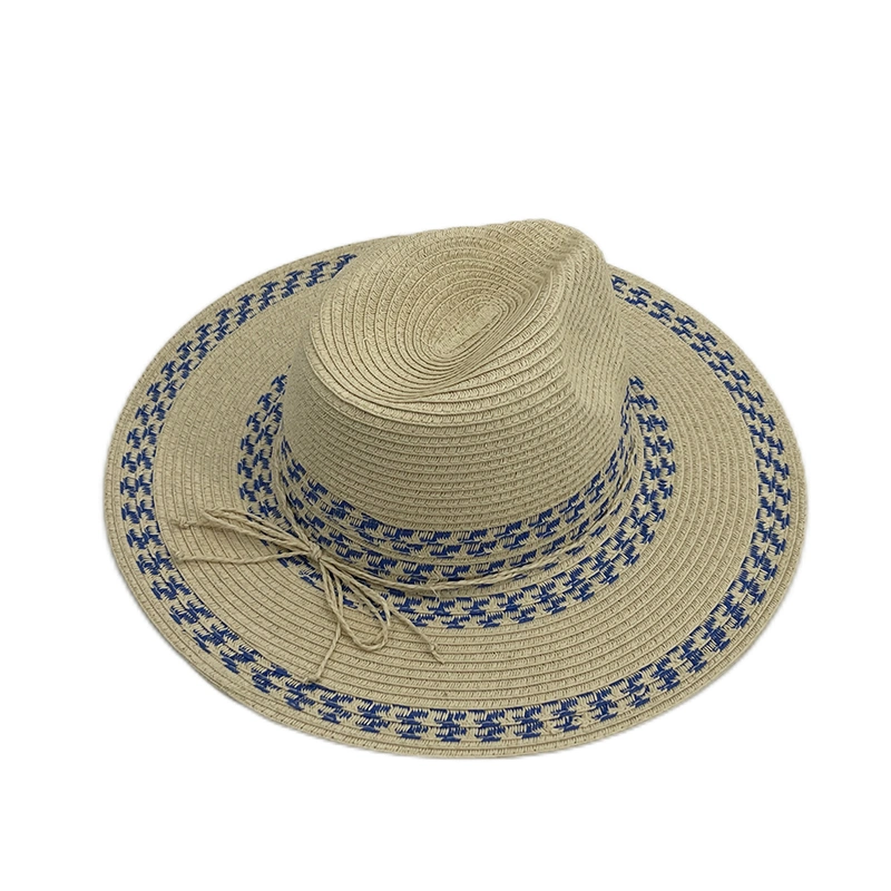 High Quality Women Lady Paper Breathable Paper Band Adjustable Beach Sun Wide Brim Panama Straw Hat