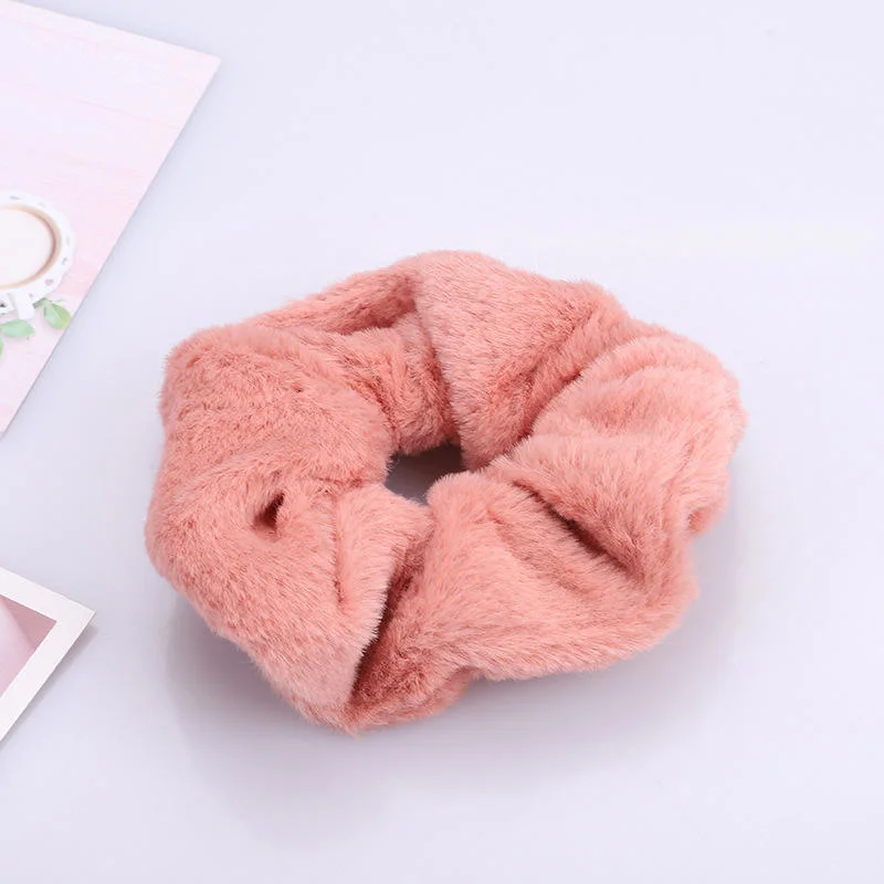 Fashion Girl Jade Rabbit Velvet Large Intestine Hair Circle Candy Color Plush Head Band