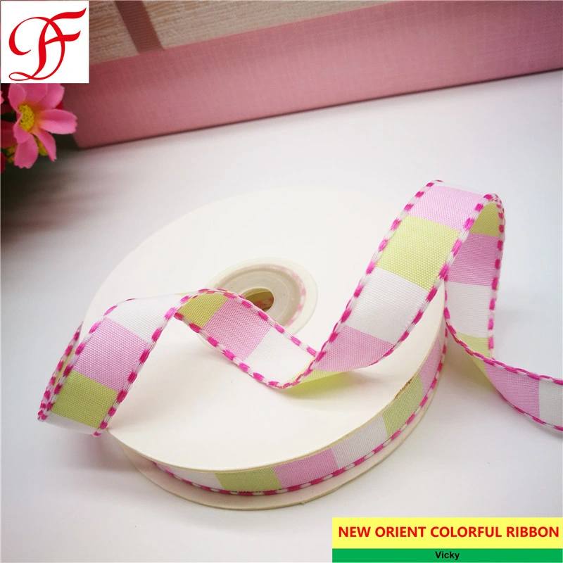 Factory Gingham Ribbon Band Cintas Raso Nastri Doppio Fitas Cetim Lint for Xmas/Wrapping/Gifts