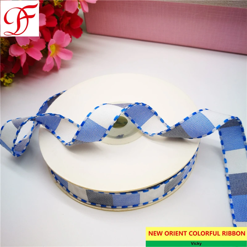 Factory Gingham Ribbon Band Cintas Raso Nastri Doppio Fitas Cetim Lint for Xmas/Wrapping/Gifts