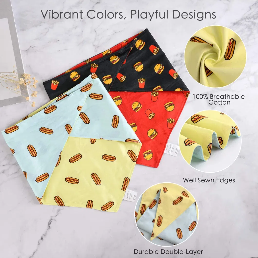 High Quality Reversible Cotton Dog Bandana Soft Pet Scarf for Girl &amp; Boy Dogs Puppy or Cats