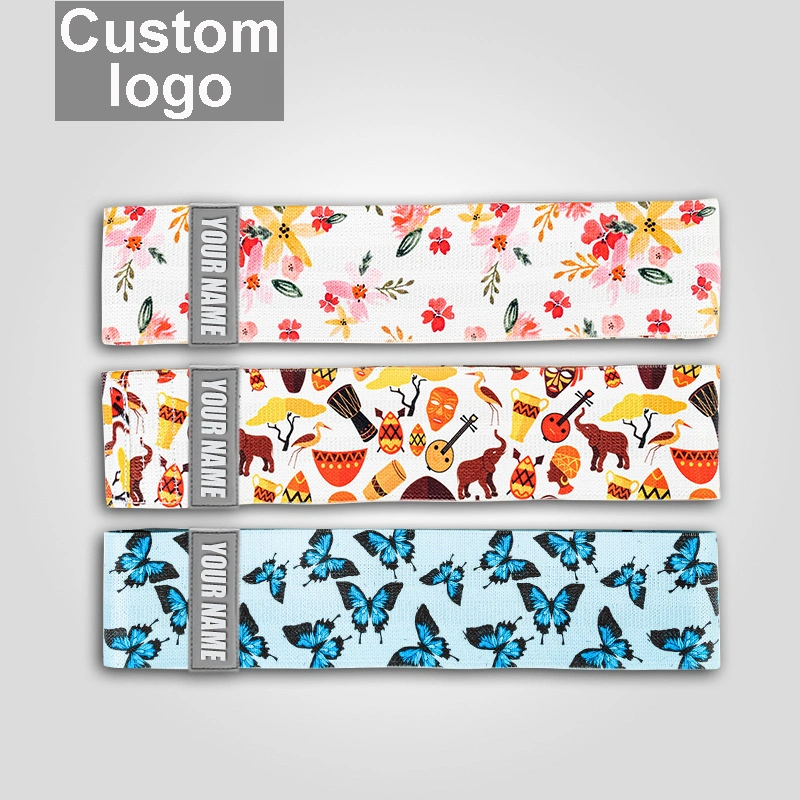 Custom Logo Resistance Band with Butterfly &amp; Floral Prints, Workout Booty Bands