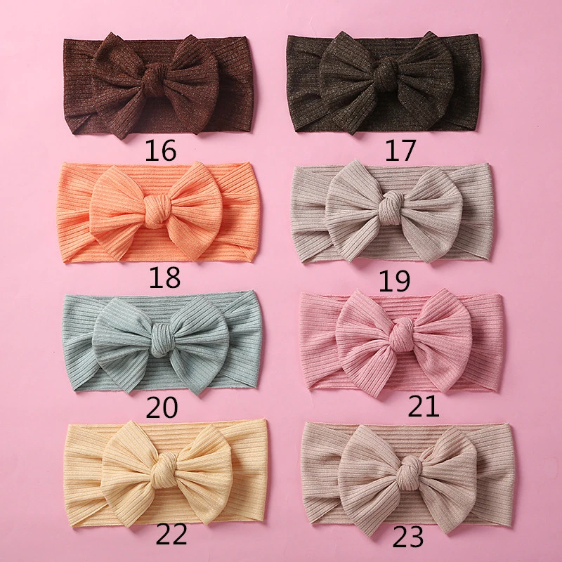 Wholesale Children&prime;s Hair Band Girls&prime; Knitted High Elastic Bow Baby Headband