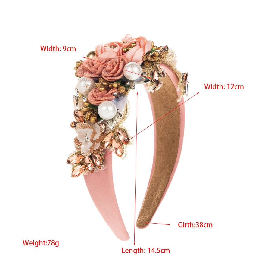 Custom Embroidered Fabric Headband Flower Wedding Hair Accessories