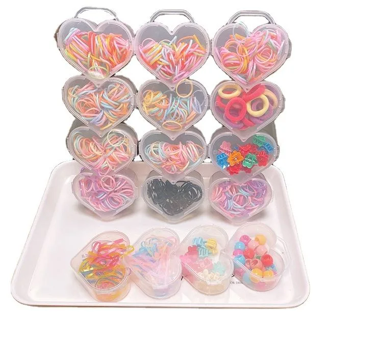 Box Packing Children Colorful Rubber Hair Band Flower Cute Baby Claw Clips