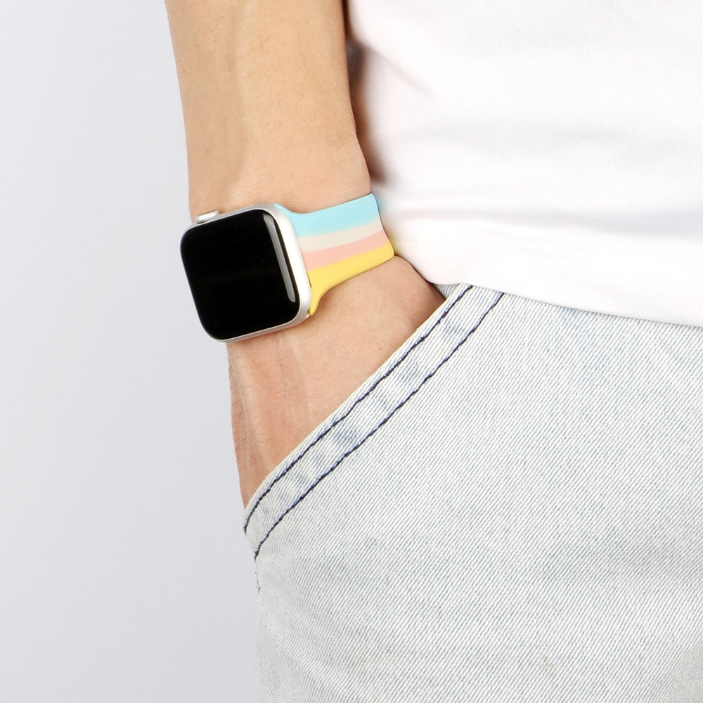 Customized Rainbow Rubber Silicone Wristband Watch Band for Apple Watch