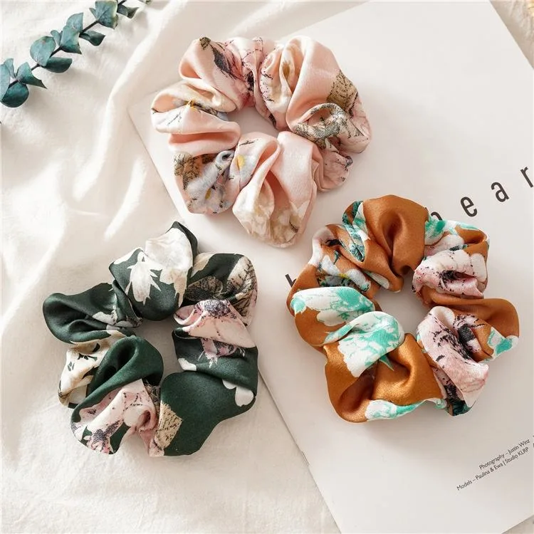 Small Ribbon Hair Scrunchies Floral Hair Bands for Women Hair Accessories