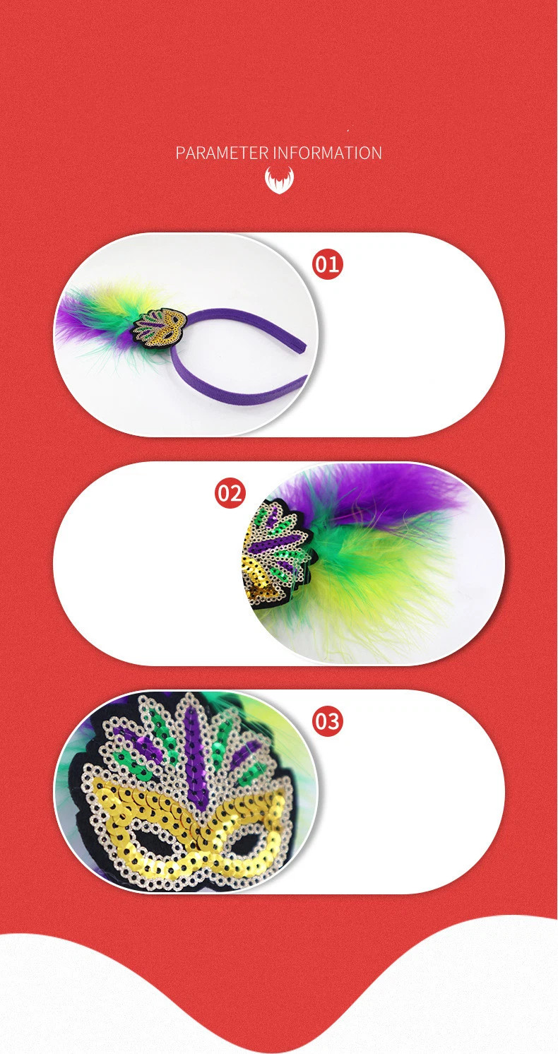 Brazilian Carnival Party Hairband Headpiece with Sequins and Feathers