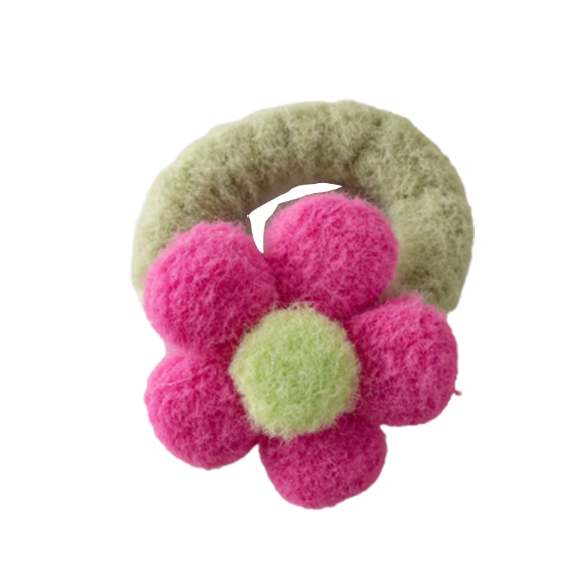 Plush Flower Hair Scrunchie Cute Color High Stretch Thick Plush Hair Rope Ponytail Rubber Band