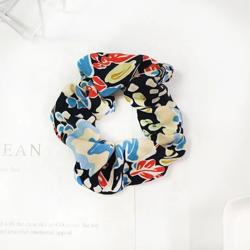 Country Style Custom Flower Pattern Hair Scrunchies High Stretchy Elastic Hair Band