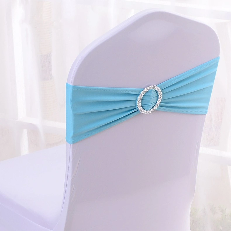 Wedding Party Spandex Stretch Chair Sashes with Silver Diamond Ring Slide Buckle