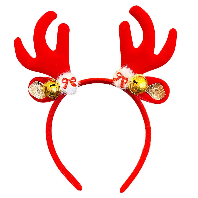 Children&prime;s Christmas Hair Clip Headwear Cute Cartoon Deer Horn Hair Band