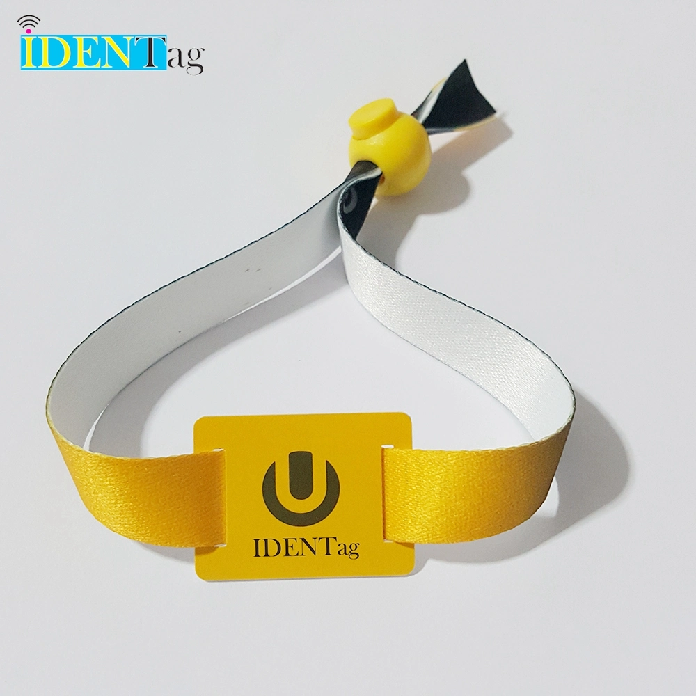 RFID Offset Printing Entertainment Cashless Payment Polyester RPET Satin Wristband