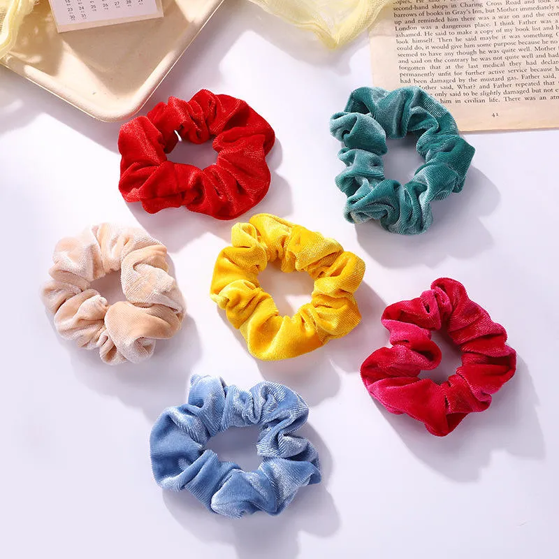 Girl&prime;s Large Intestine Hair Ring Satin Solid Color Hair Bands for Women