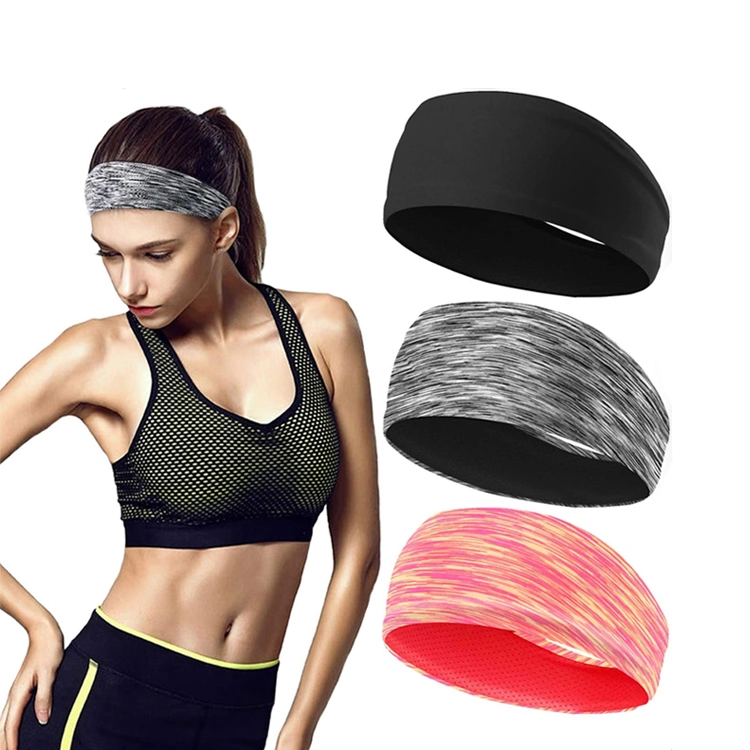 Wholesale OEM Design Eco Friendly Double Layer Elastic Athletic Hairbands, Custom Yoga Fitness Sports Sweatband Running Headbands for Men and Women