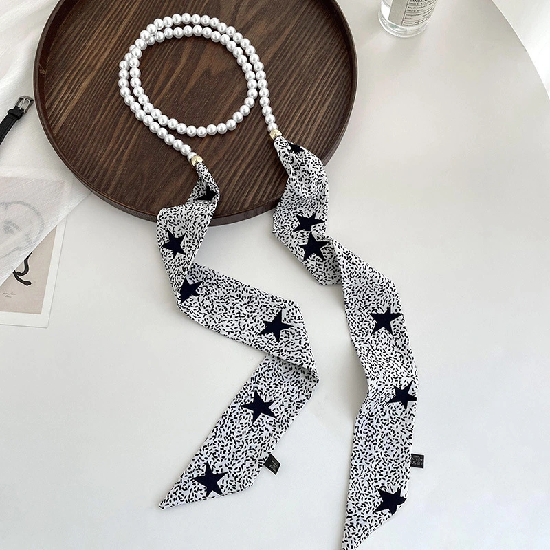 Necklace Long Small Silk Scarf Women Hair Band