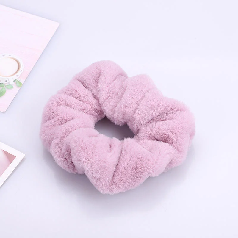 Fashion Girl Jade Rabbit Velvet Large Intestine Hair Circle Candy Color Plush Head Band