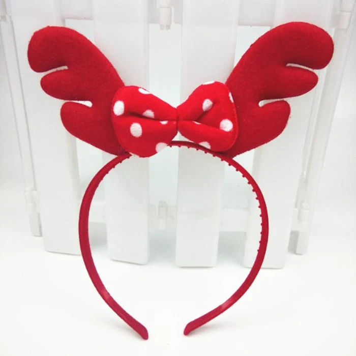 Classic Red and Green Plush Deer Antlers Head Band