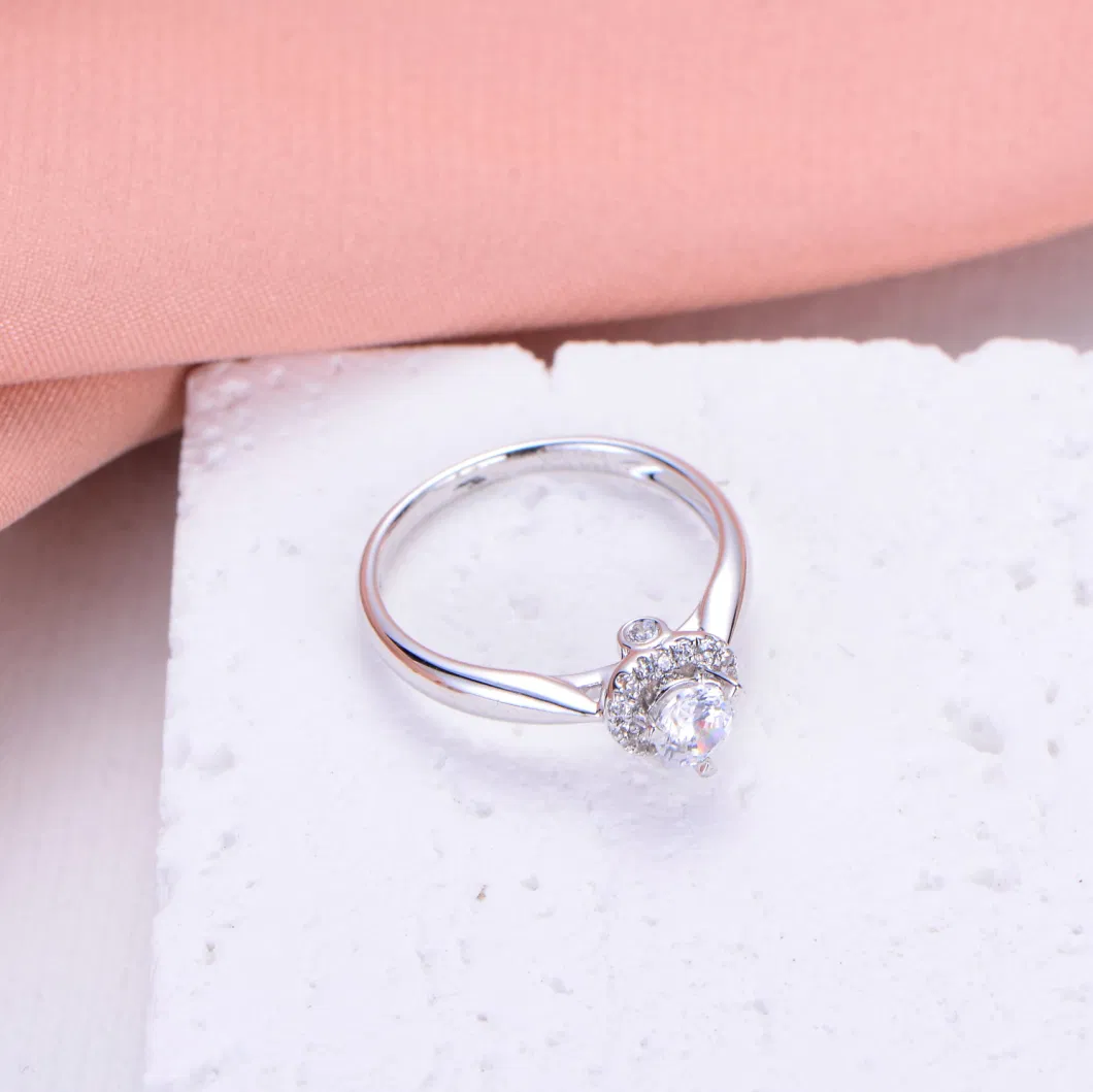 White Gold 10K 14K Ring Shiny Heart Diamond Engagement Ring Wedding Band