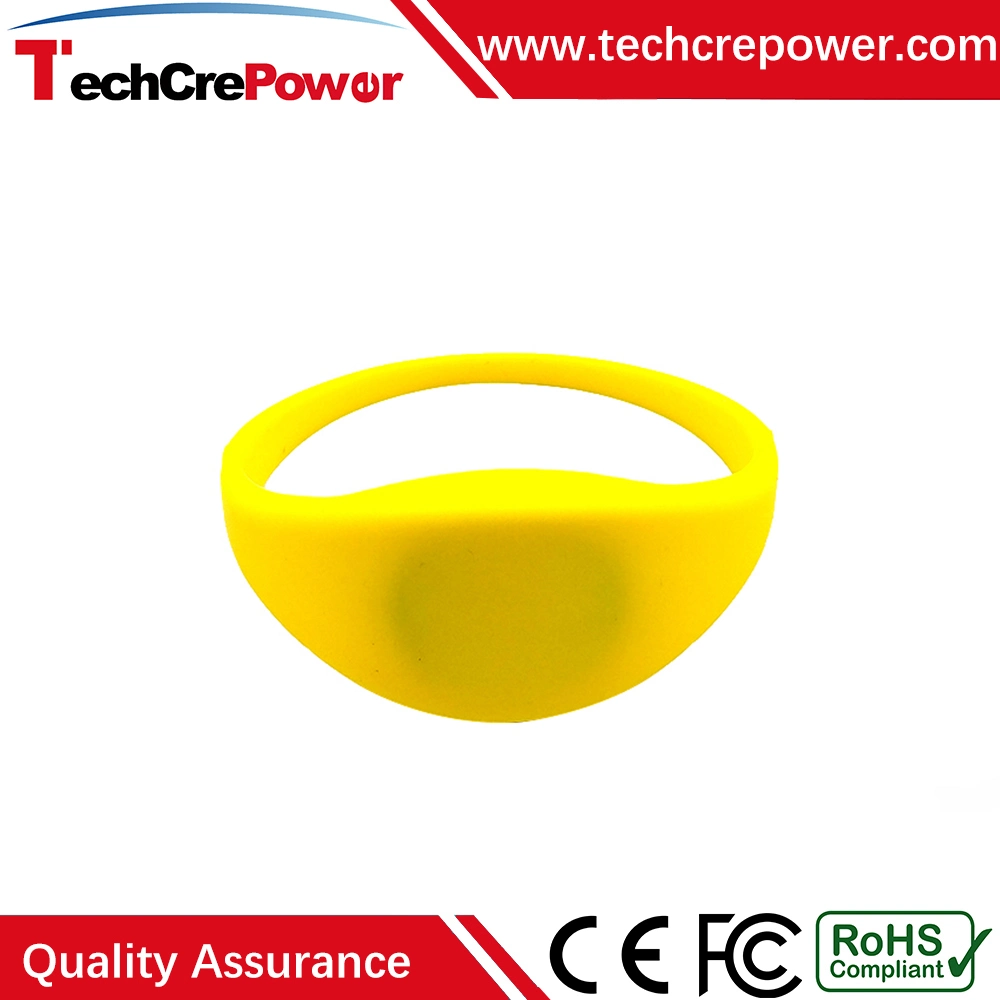 Customized Passive RFID Bracelet, Hot Sale Silicone RFID Wristband/Bracelet, NFC Waterproof Wristband - Yellow