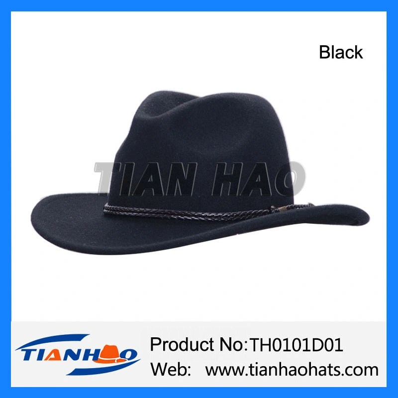 Fashion Wool Felt Festival Man Cowboy Hat with Leather Band