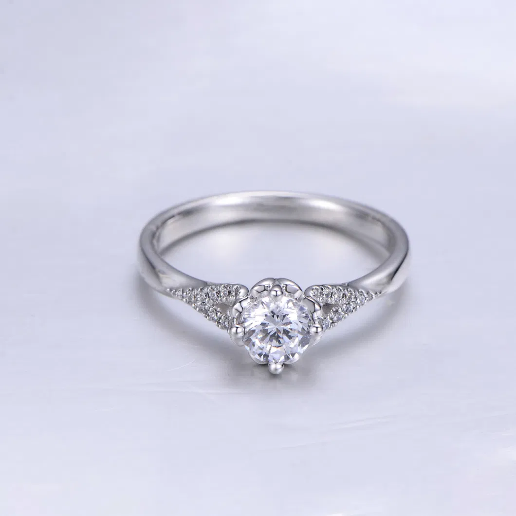 White Gold S925 Plated Engagement Ring Bridal Jewelry Wedding Band for Women