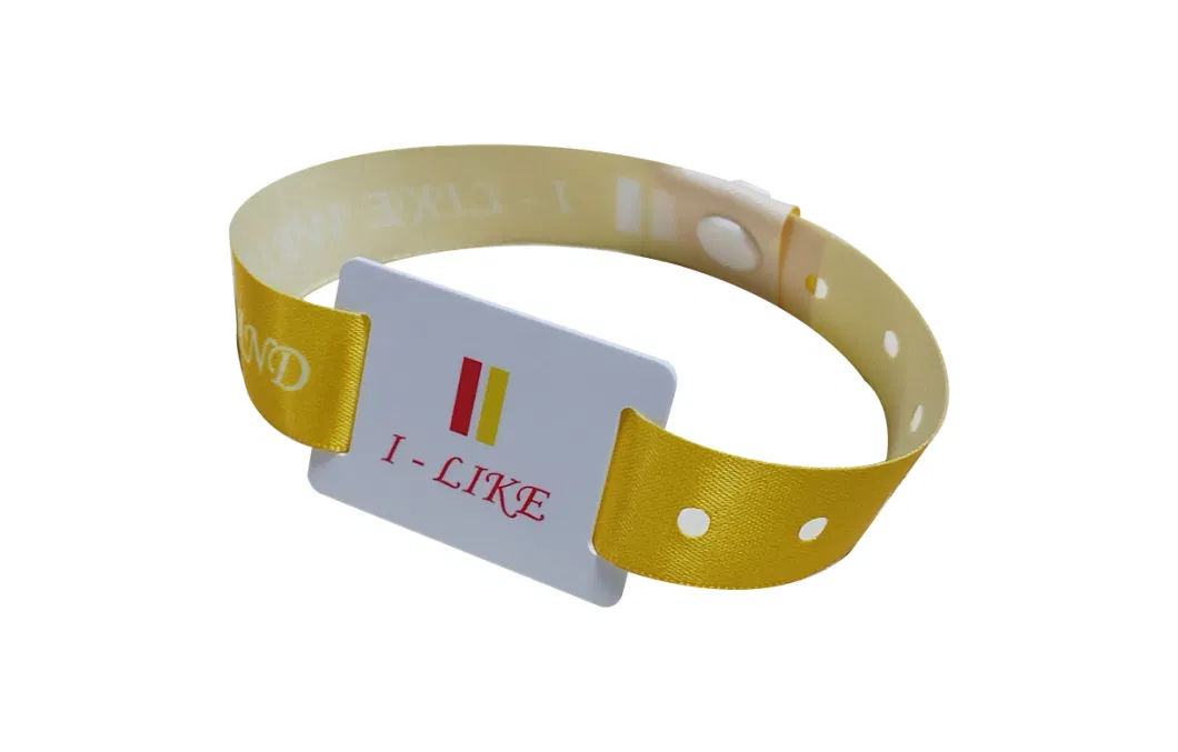 RFID NFC Dye Sublimation Woven Satin Fabric Cloth Polyester Elastic Event Wristband