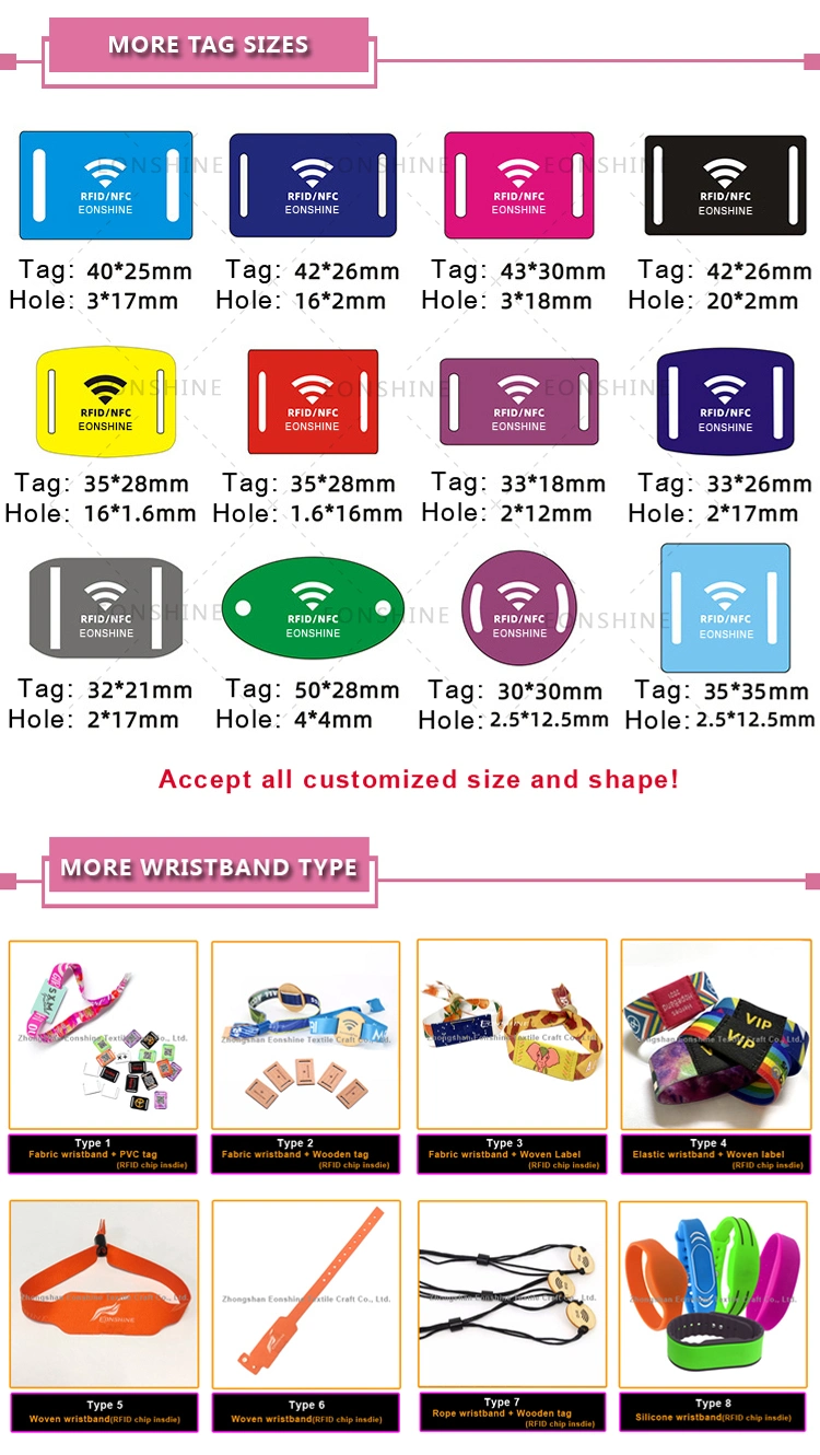 Custom RFID Wristbands with Chip Plastic Tags NFC Wrist Band Fabric Wristband for Events