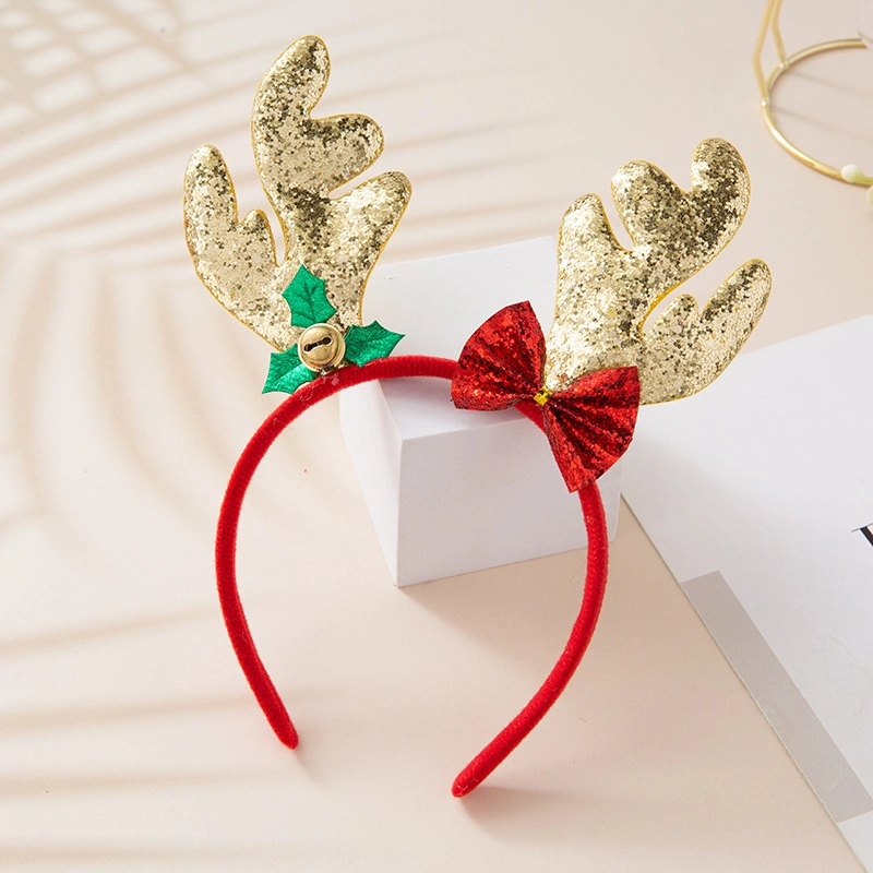 Christmas Cute Sequin Antler Decorations Party Performance Children&prime;s Headband Hair Accessories