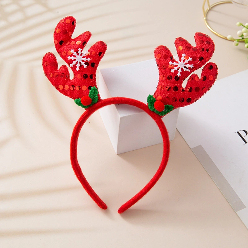 Christmas Cute Sequin Antler Decorations Party Performance Children&prime;s Headband Hair Accessories