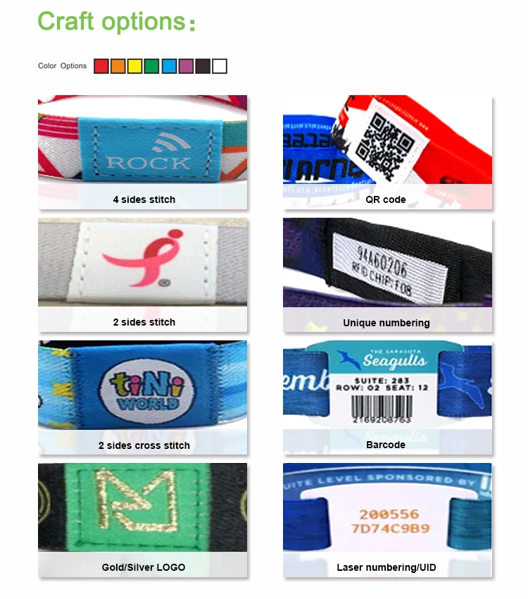 Promotional Custom Design Printed Sublimation Polyester Festival Satin Fabric Wristbands for Events