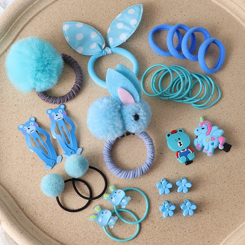 30PCS/Pack Kids Hair Clips Super Lovely Elastic Hair Rubber Band