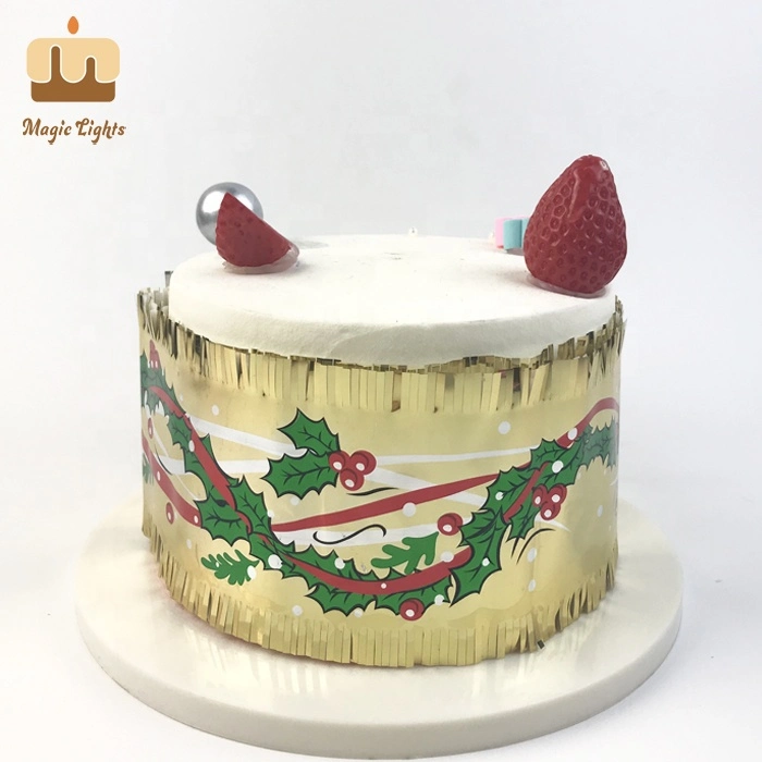 Gold Holly Red Christmas Cake Frill Cake Band for Sale