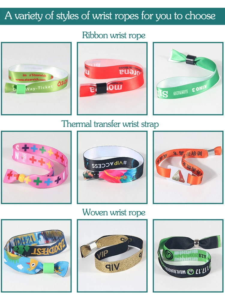 Promotion Custom Fashion Festival Event Printed Rainbow Elastic Textile Polyester Fabric Bracelet Coachella Friendship Satin Ribbon Nylon Woven Wristband