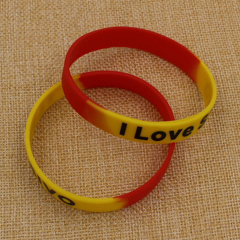 OEM Design High Quality Yellow I Love Sivo Silicone Wristband with Print Logo