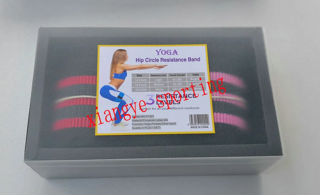 3levels Custom Logo Fabric Stretch Resistance Loop Belt Yoga Fitness Workout Fabric Resistance Exercise Band