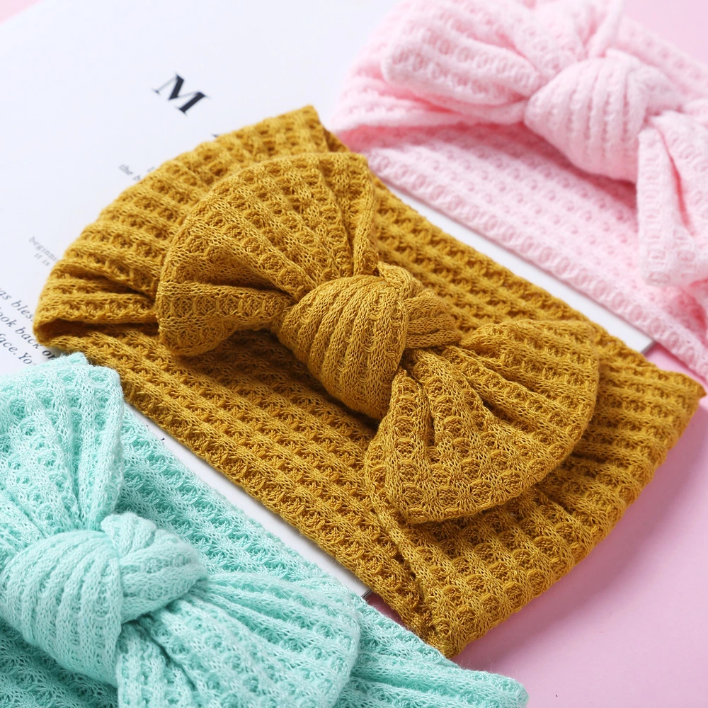 Wholesale Knitted Fabric Wide Baby Headband Bow Headband for Baby