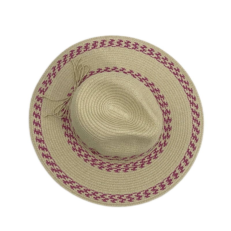 High Quality Women Lady Paper Breathable Paper Band Adjustable Beach Sun Wide Brim Panama Straw Hat