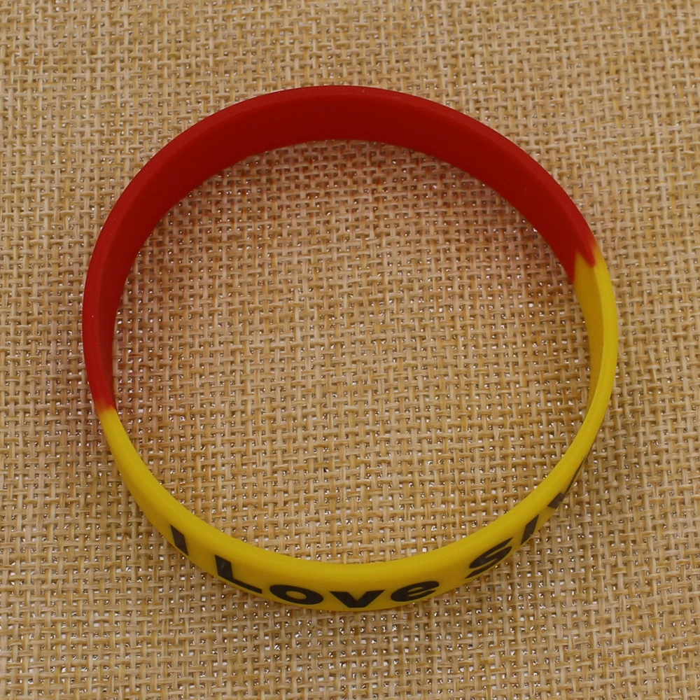 OEM Design High Quality Yellow I Love Sivo Silicone Wristband with Print Logo