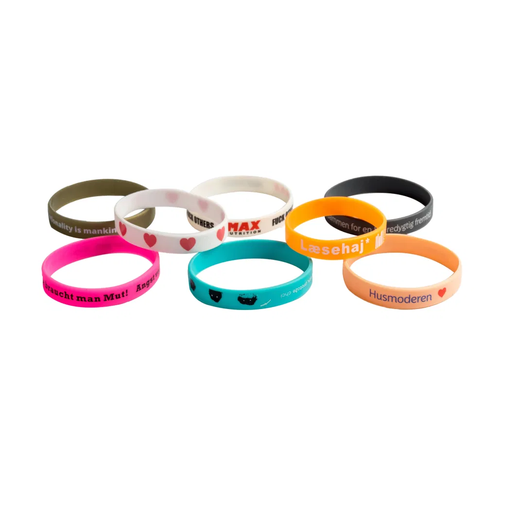 Custom Rubber Silk Screen Printing Silicone Wristband for Events