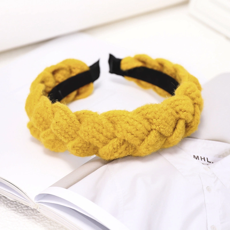 Autumn and Winter Twist Knitted Wool Headband New Handmade Hair Bands Net Red Simple Color Hair Accessories