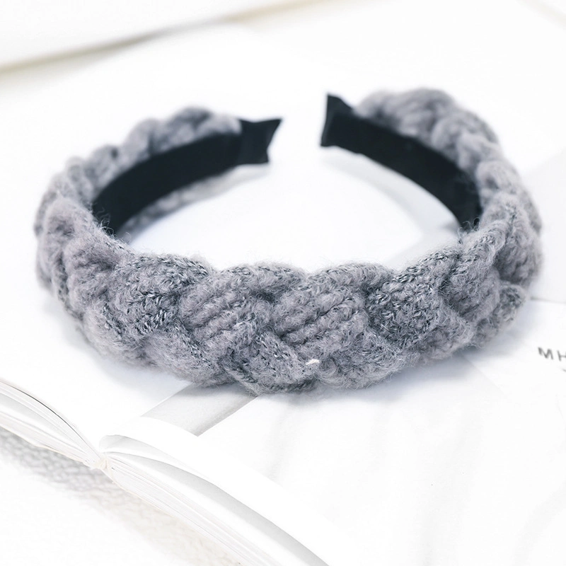 Autumn and Winter Twist Knitted Wool Headband New Handmade Hair Bands Net Red Simple Color Hair Accessories