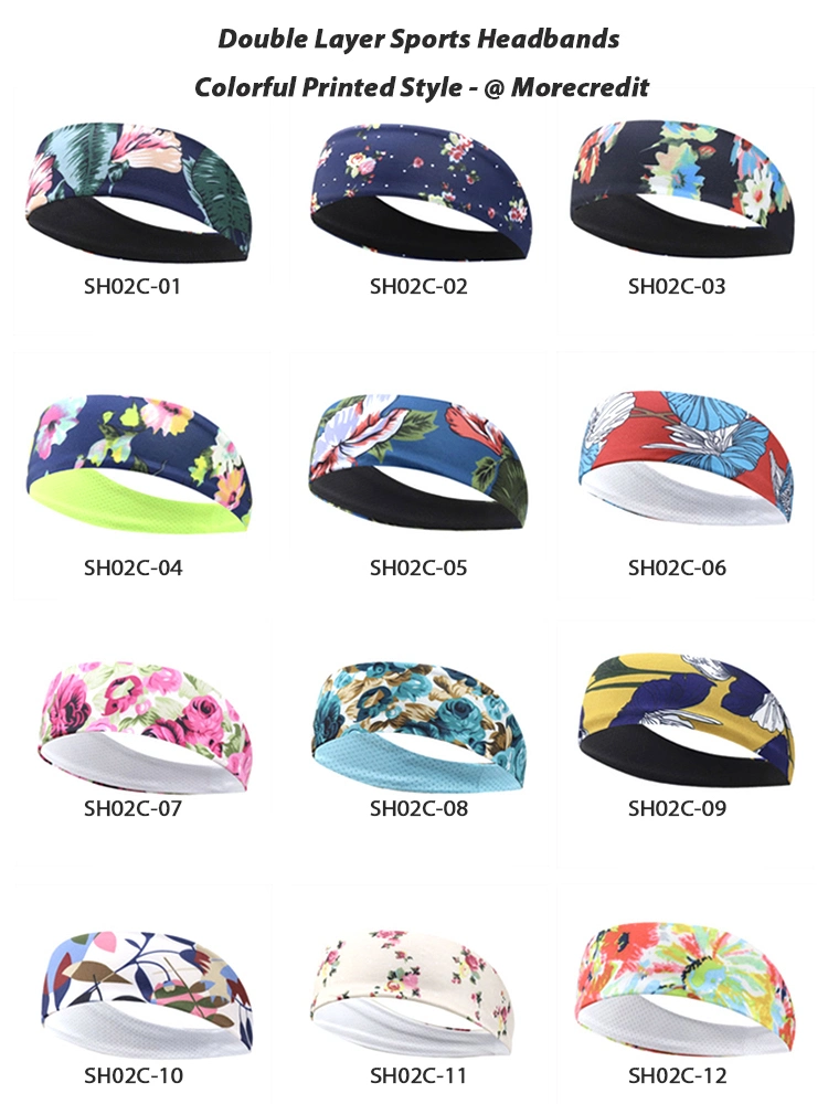 Hot Sale Yoga Sport Colorful Fashion Women Headbands, Custom Logo Floral Sublimation Print Facial SPA Make up Elastic Hairband