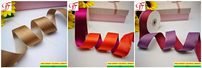 Customized Grosgrain Sheer Organza Satin Ribboin Bicolor Woven Bicolor Satin Ribbon Nastri Doppio Raso Lint Band