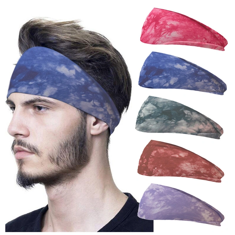 Custom 14 Colors Tie Dye Cotton Sport Headband Women Yoga Gym Fitness Short Elastic Headbands for Men Sports Running